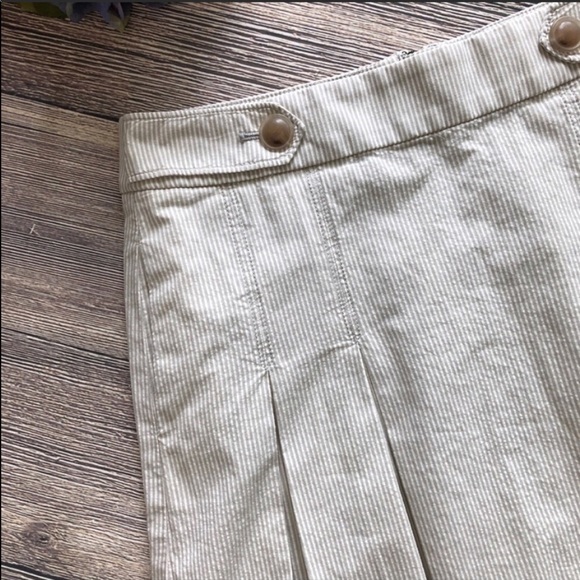J. Crew Pleated Wendy Skirt tan cream stripe sz 4 - Picture 4 of 8